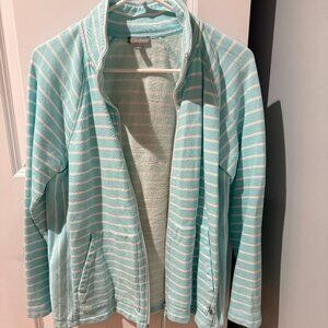 Talbots blue & white stripe zip up sweatshirt, medium